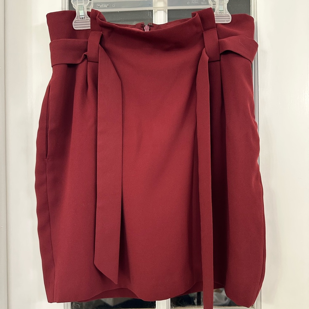 EXPRESS Burgundy High Waisted Paperbag Skirt (Size 12)
